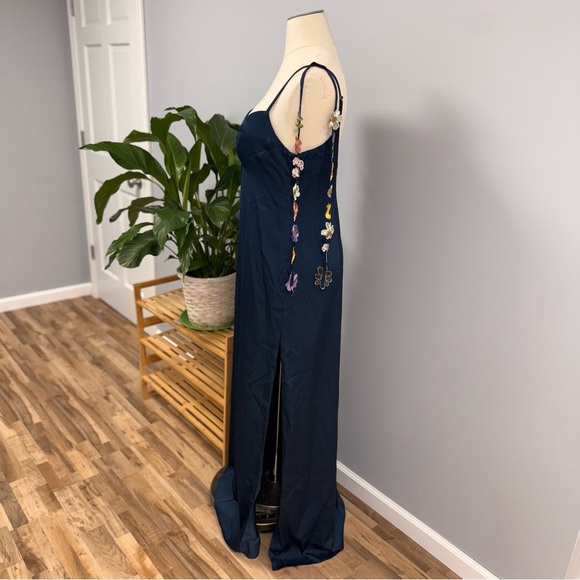 NWT Azazie Atelier Maxi Slip Dress 16 Lorelei Navy Multi Floral Special Occasion - Picture 11 of 16